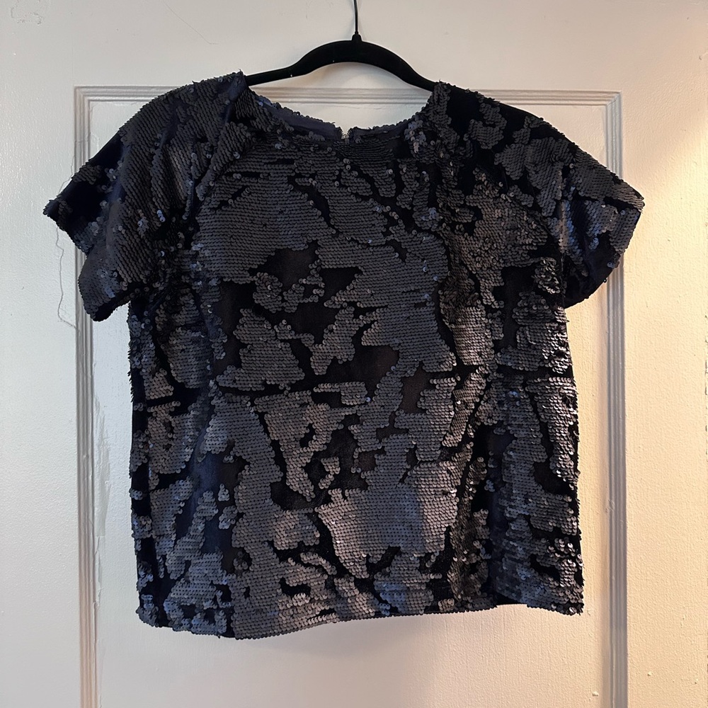 Navy Sequin Women's Top